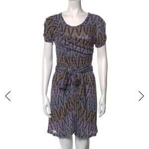 Elegant Blue and Brown Patterned Mini Dress by Isabel Marant Etoile